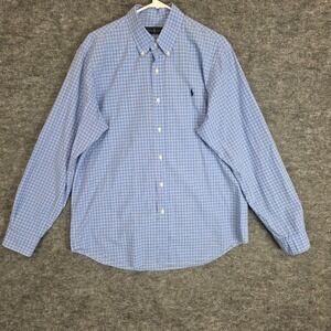 Ralph Lauren Shirt Mens Large Blue White Plaid Long Sleeve‎ Button Down Casual